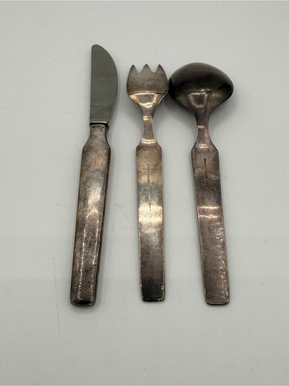 Vintage Hardanger Konge-Tinn Pewter Children's Flatware Set - 3-Piece Norwegian